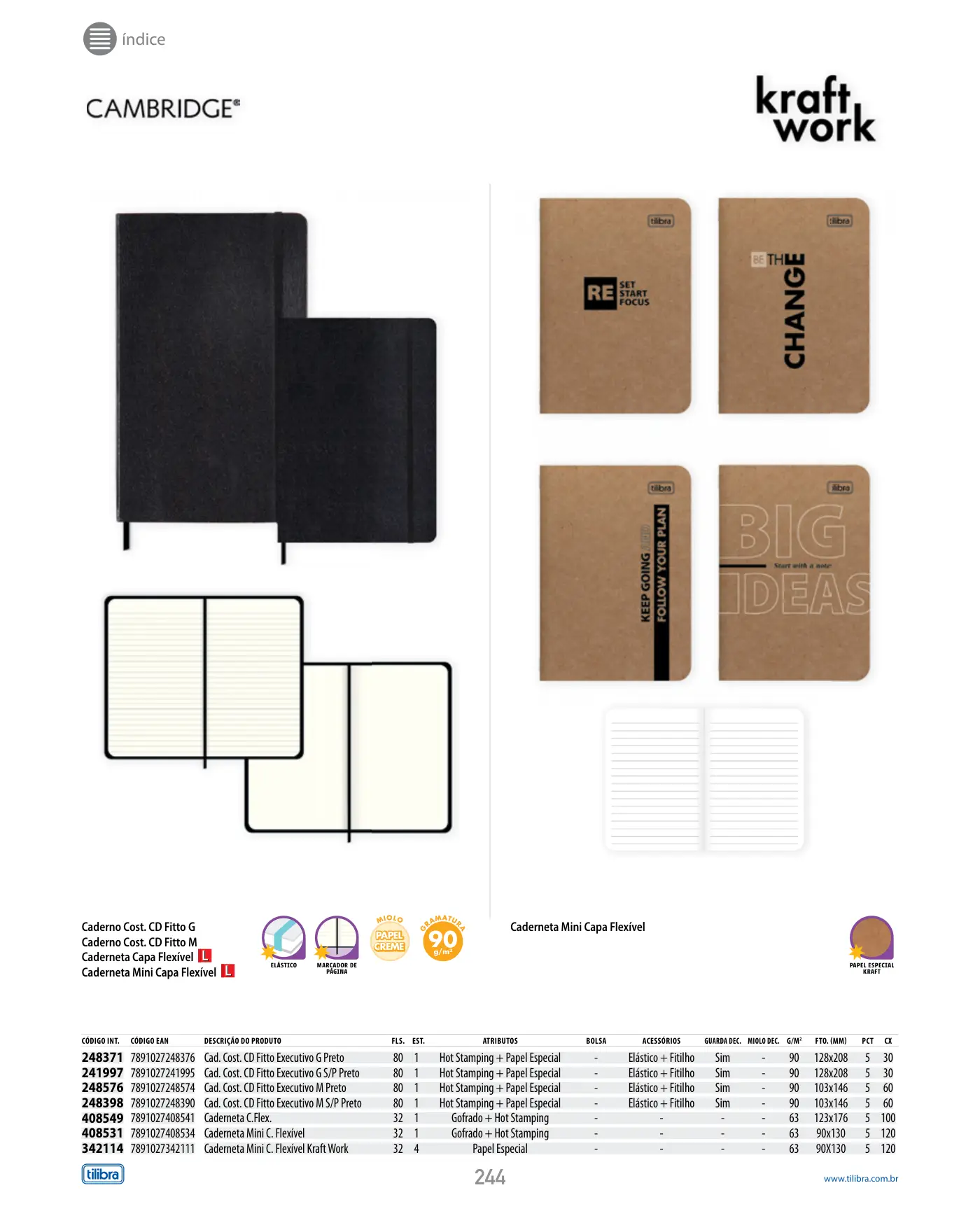 Caderneta Mini Capa Flexível Kraft Work Kraftwork 32 fls na página do catálogo