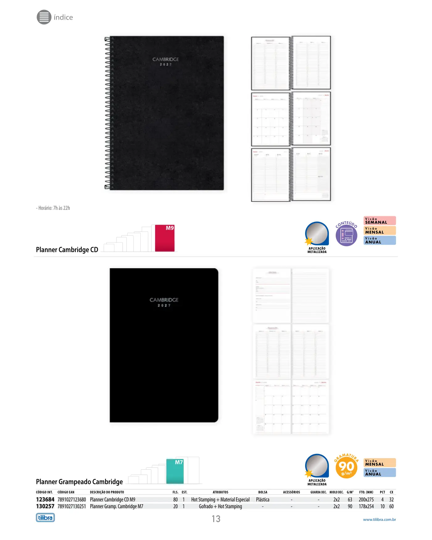 Planner Cambridge Grampeado M7 na página do catálogo