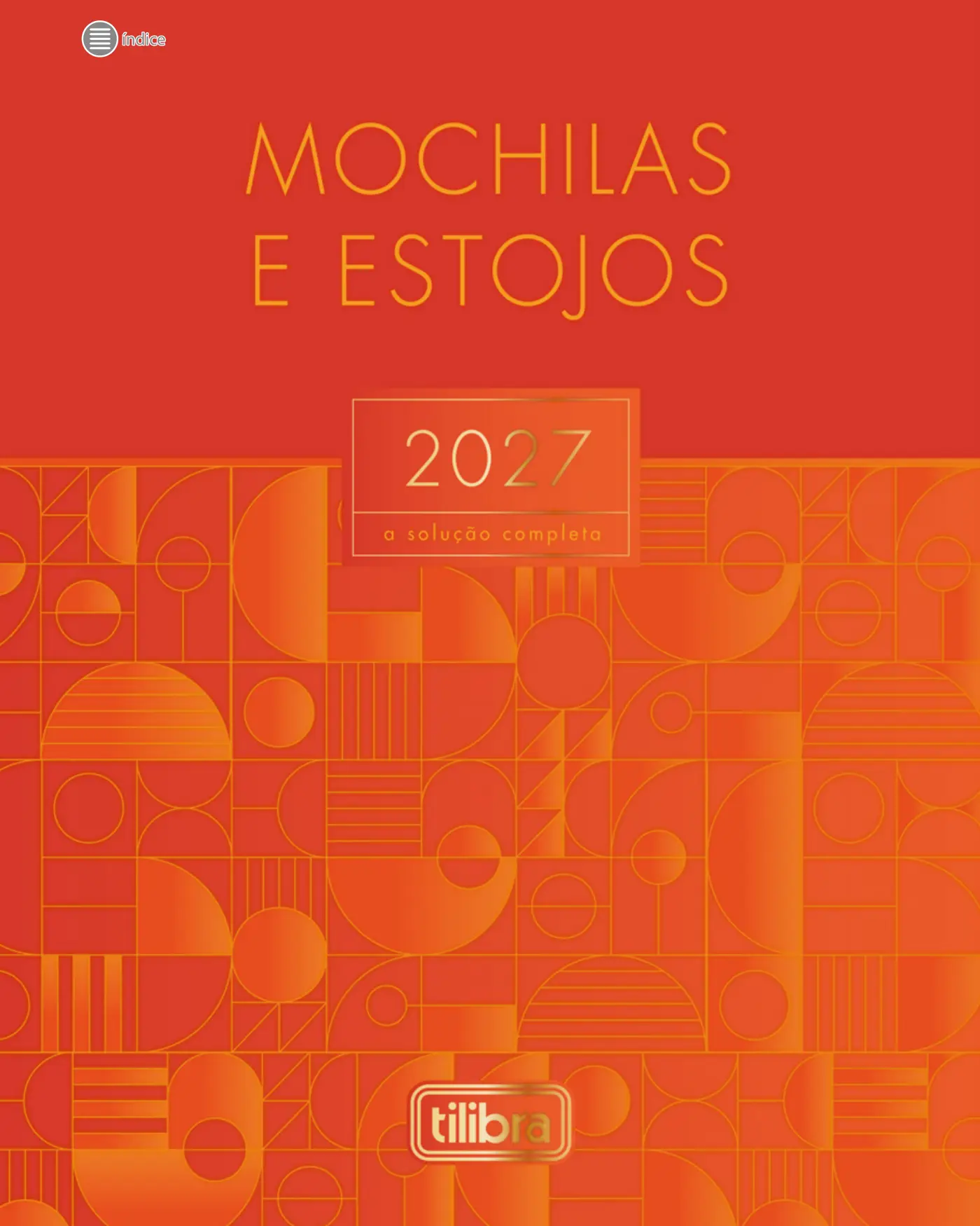 Capa do catálogo Tilibra Mochilas e Estojos 2027