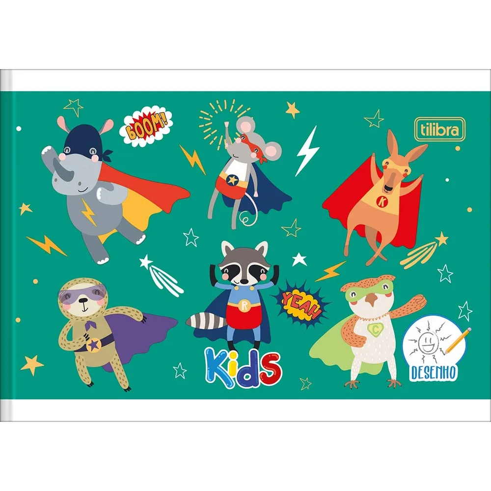 Caderno Brochura Capa Flexível 1/4 Horizontal Desenho Kids 40 fls