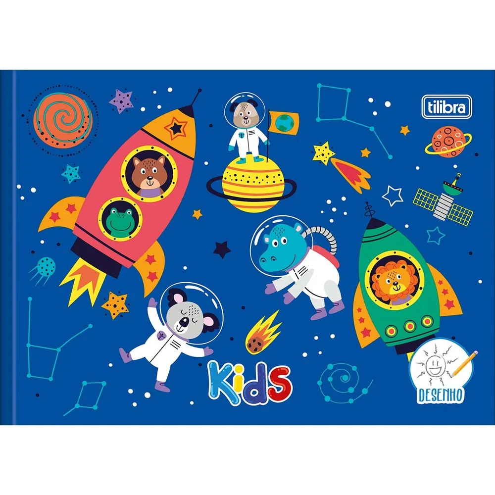 Caderno Brochura Capa Dura 1/4 Horizontal Desenho Kids 40 fls