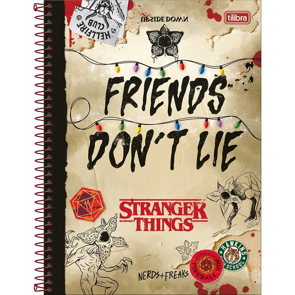 Caderno Universitário Capa Dura 1 Matéria Stranger Things 80 fls