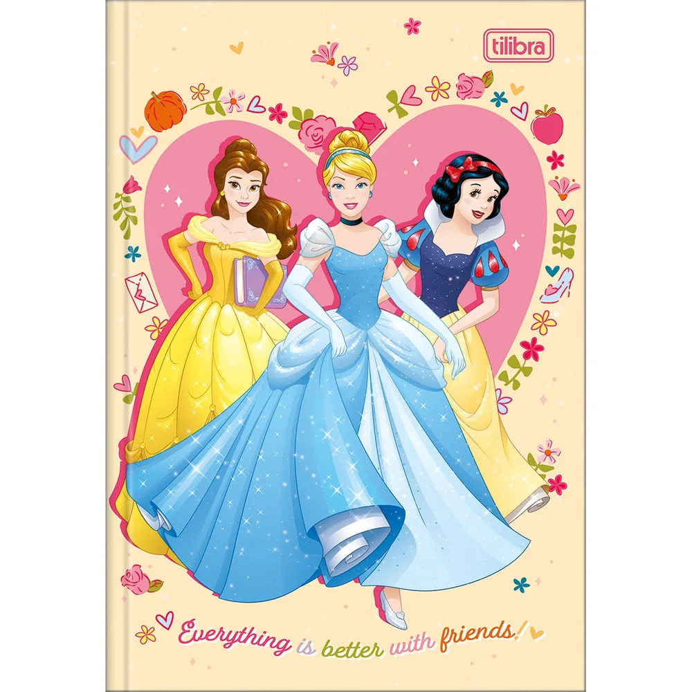 Caderno Brochura Capa Dura 1/4 Princesas 80 fls