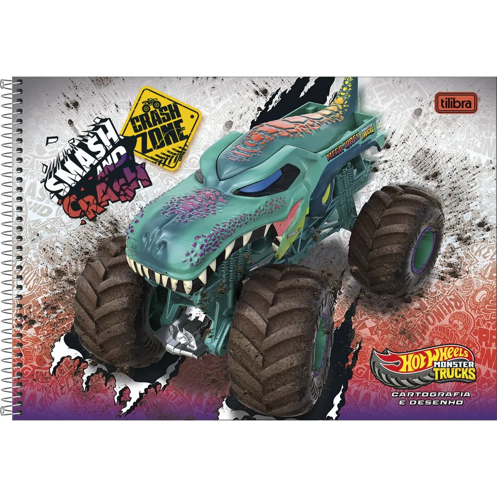 Caderno Cartografia e Desenho Capa Dura Hot Wheels 80 fls