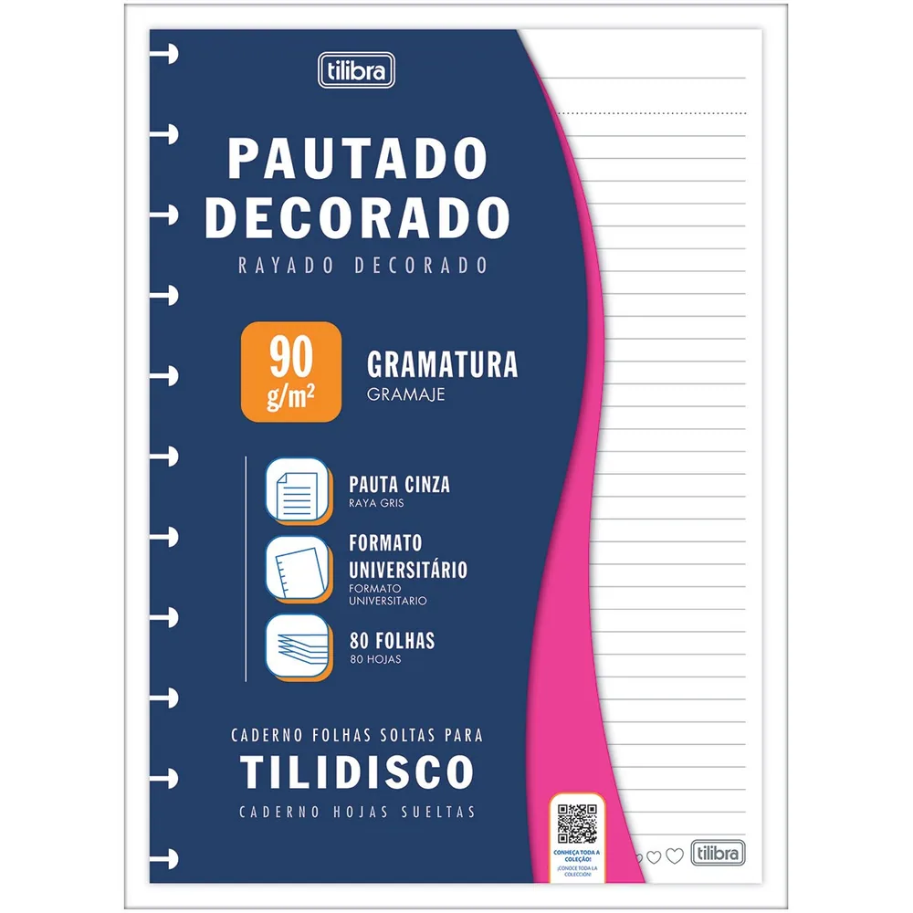 Folhas Soltas Tilidisco Universitário Decorado 80 fls