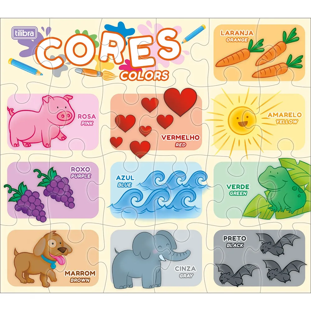 Quebra-Cabeça Cores, Números e Vogais