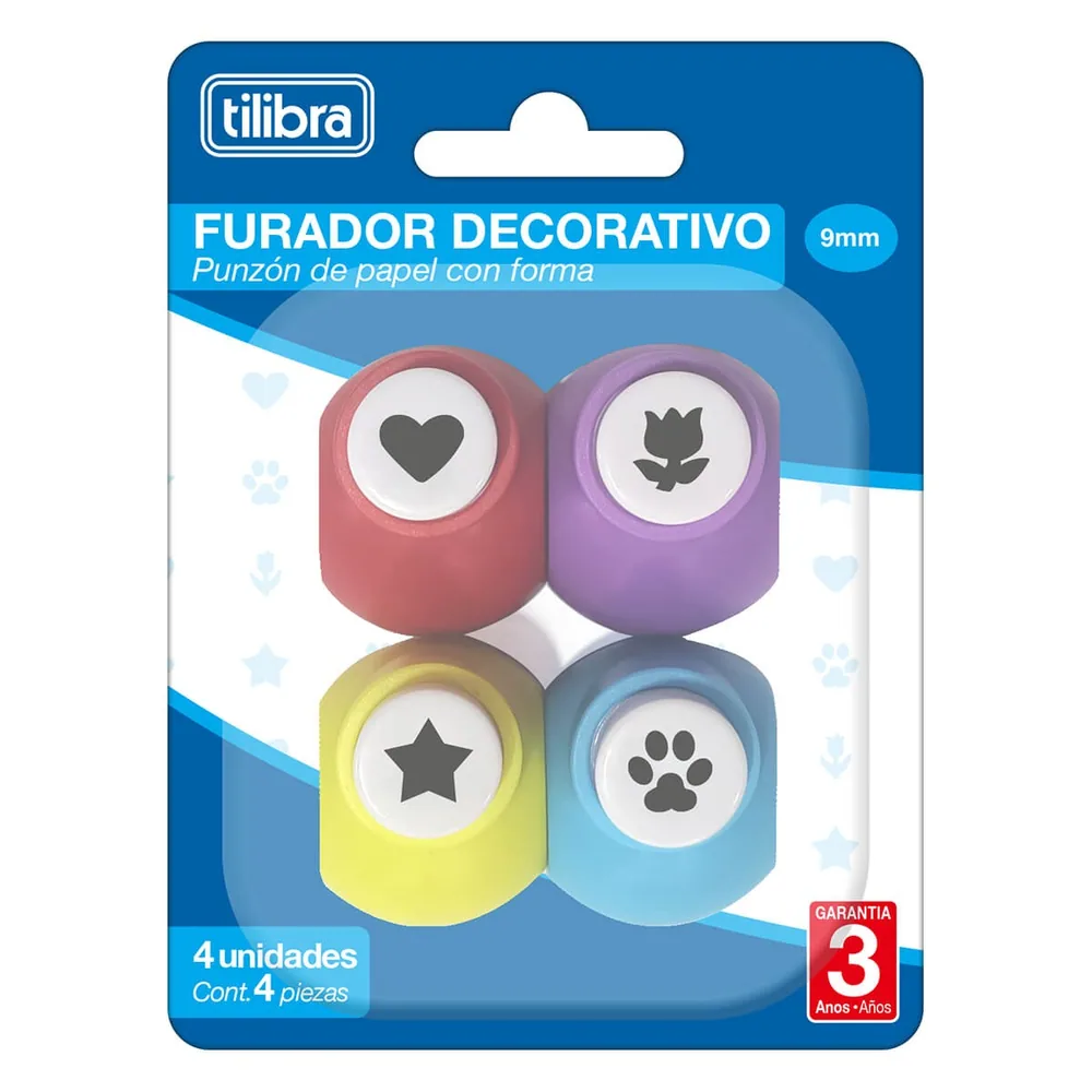 Furadores Decorativos 9mm - Estrela, Coração, Patinha e Flor