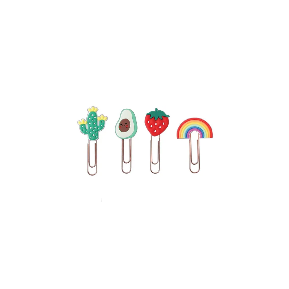 Clips Decorado - Arco Íris, Morango, Abacate e Cacto