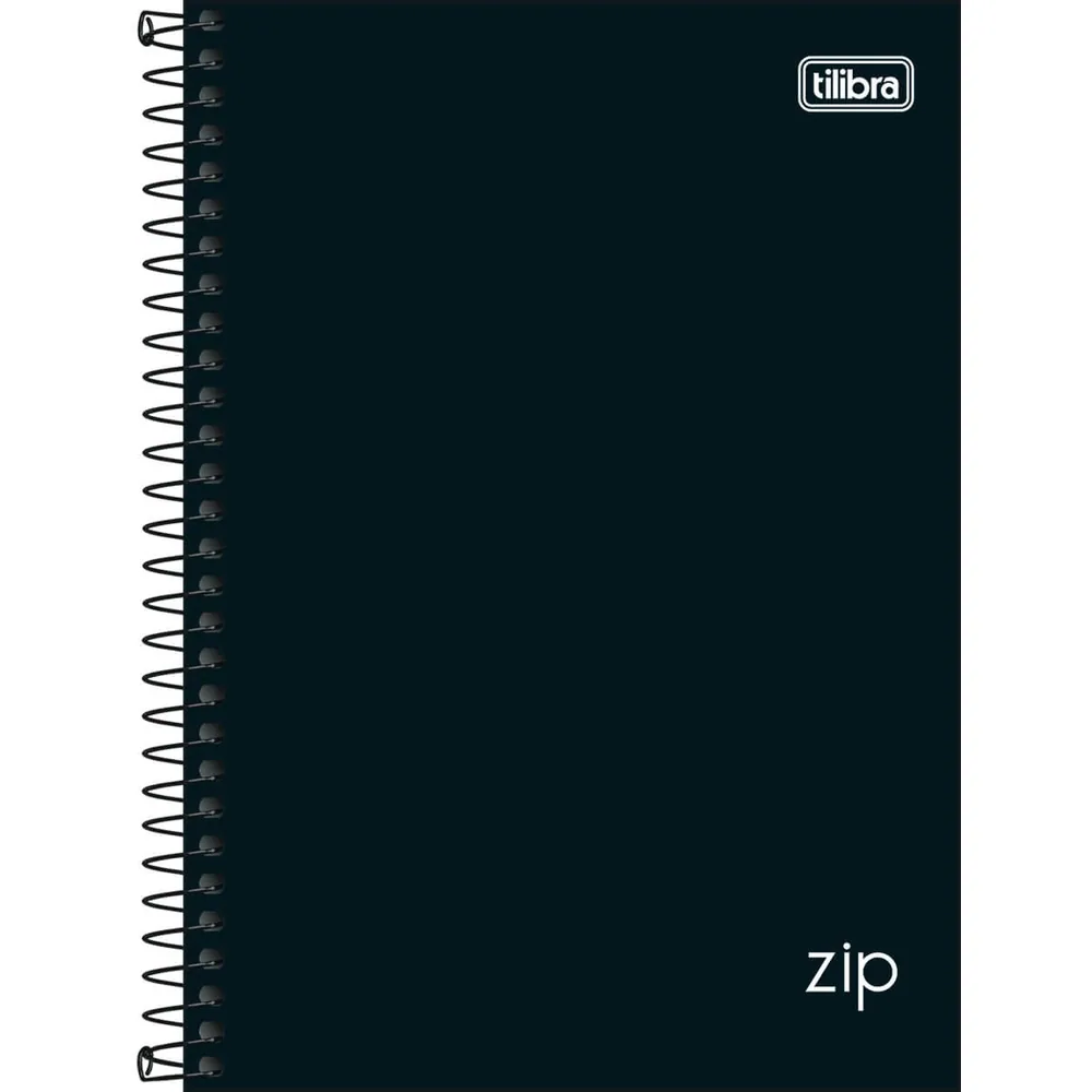 Caderno 1/4 Capa Dura Preto Zip Preto 160 fls