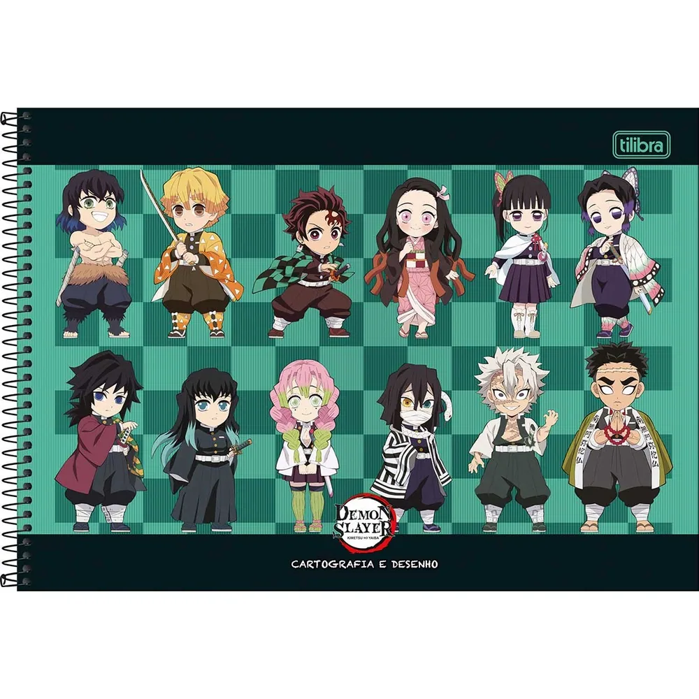 Caderno Cartografia e Desenho Capa Dura Demon Slayer 80 fls