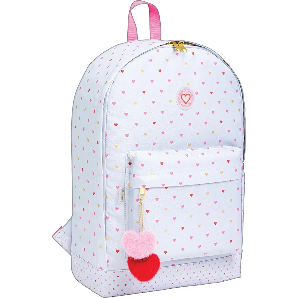 Mochila Costas Académie Corações Metalizado Azul