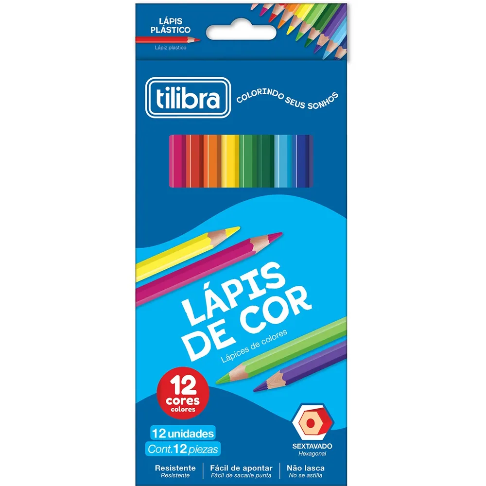 Lápis de Cor Sextavado - 12 cores