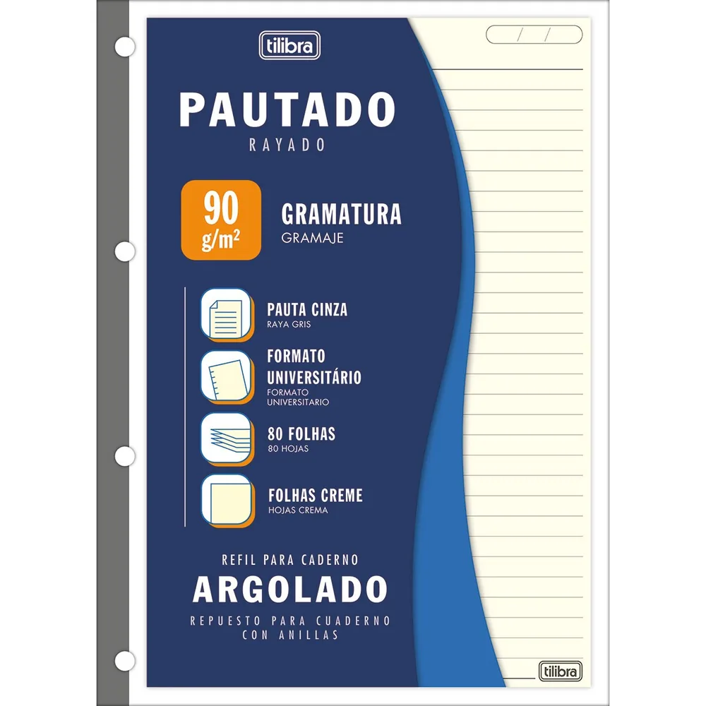 Caderno Tiliflex Universitário Creme Caderno Colado Tiliflex 80 fls