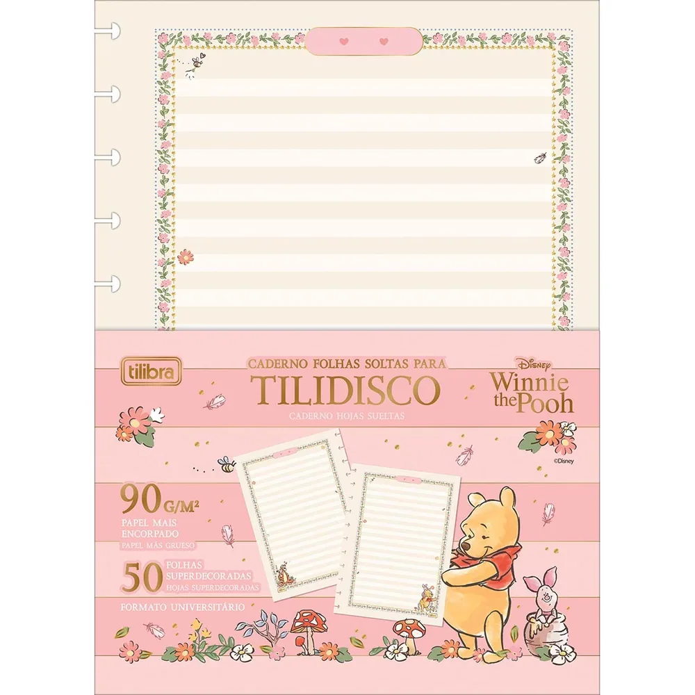 Folhas Soltas Tilidisco Universitário Pooh 50 fls