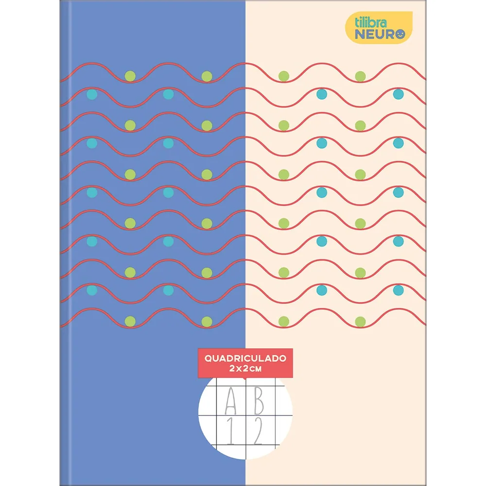Caderno Brochura Capa Dura Universitário Quadriculado 2x2cm Neuro 40 fls
