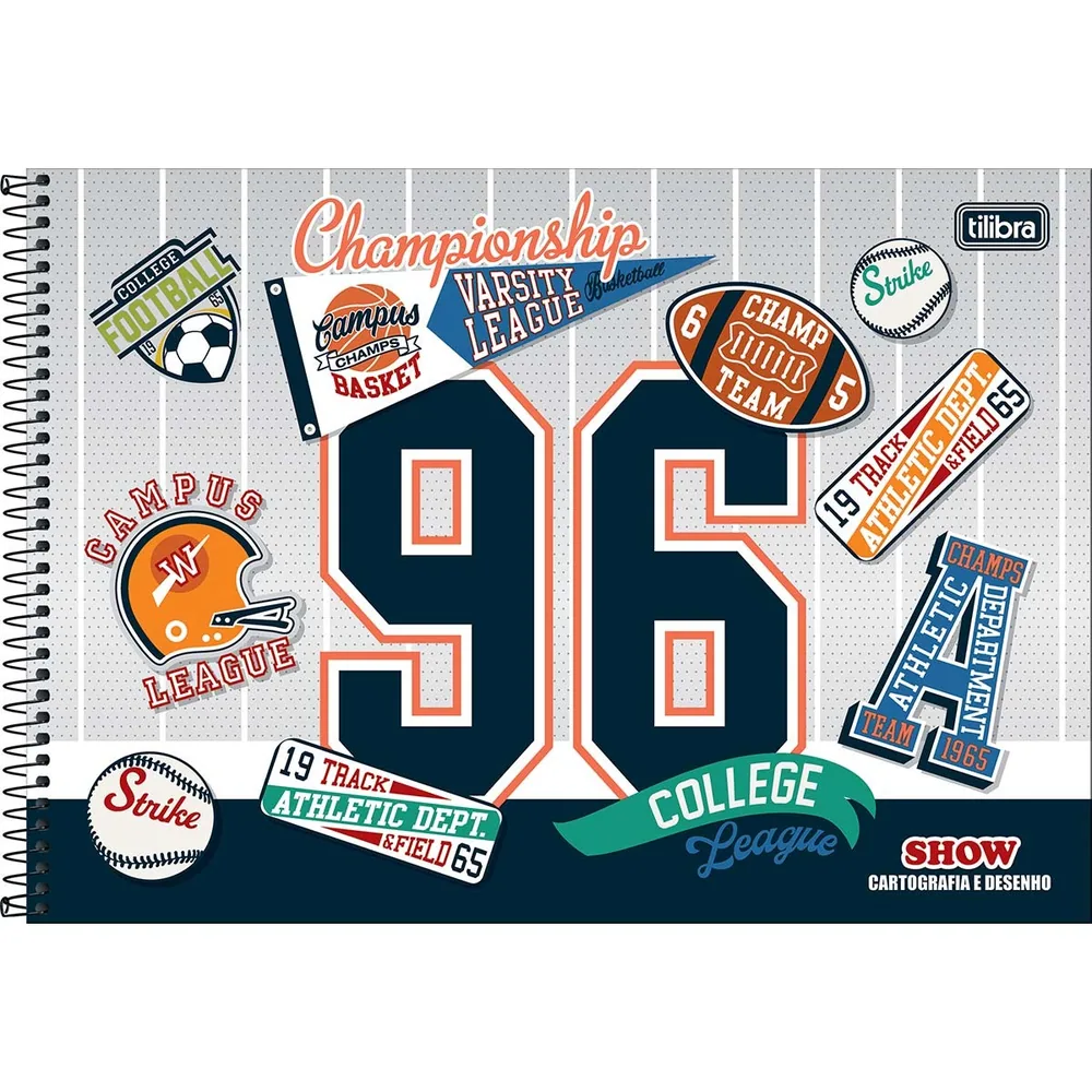 Caderno Cartografia e Desenho Capa Dura Show Masculino 80 fls