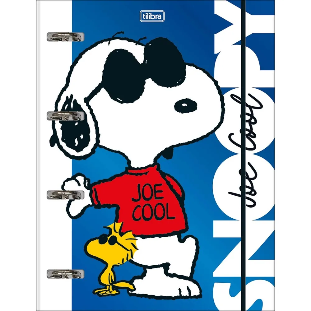 Caderno Argolado Cartonado com Elástico Snoopy 48 fls