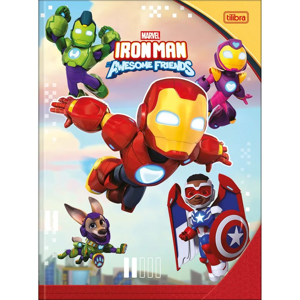Caderno Brochura Capa Dura Universitário Iron Man and Friends 80 fls