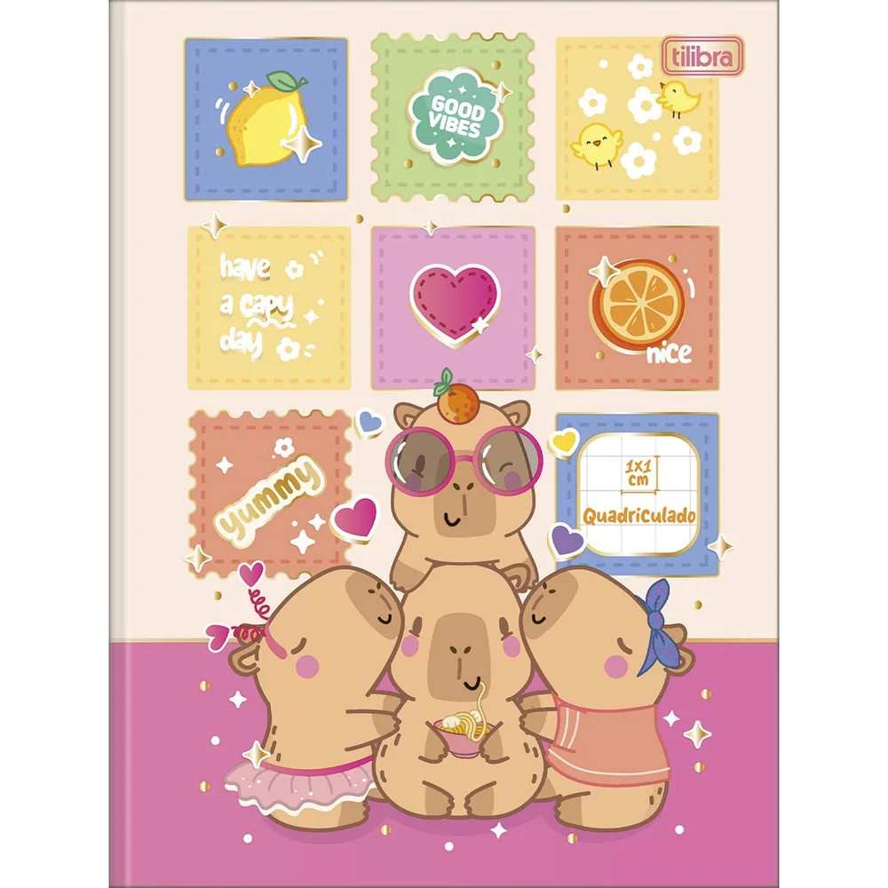 Caderno Pedagógico Capa Dura Quadriculado 1x1cm Capyclub 40 fls