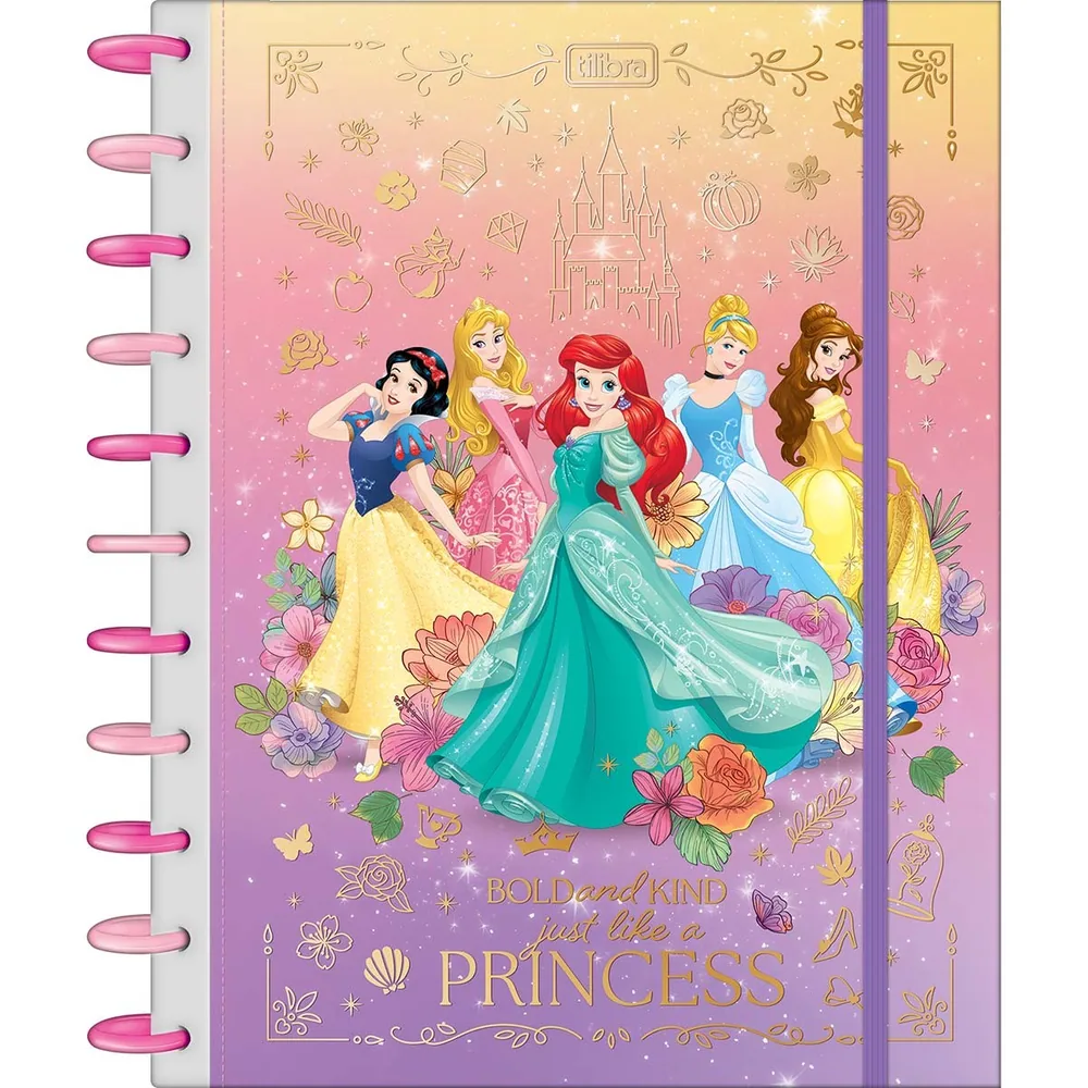 Caderno Universitário Capa Dura Tilidisco 10 Matérias Princesas 160 fls