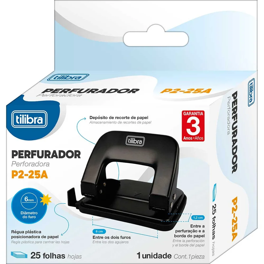 Perfurador 2 Furos 25 Folhas P2-25A