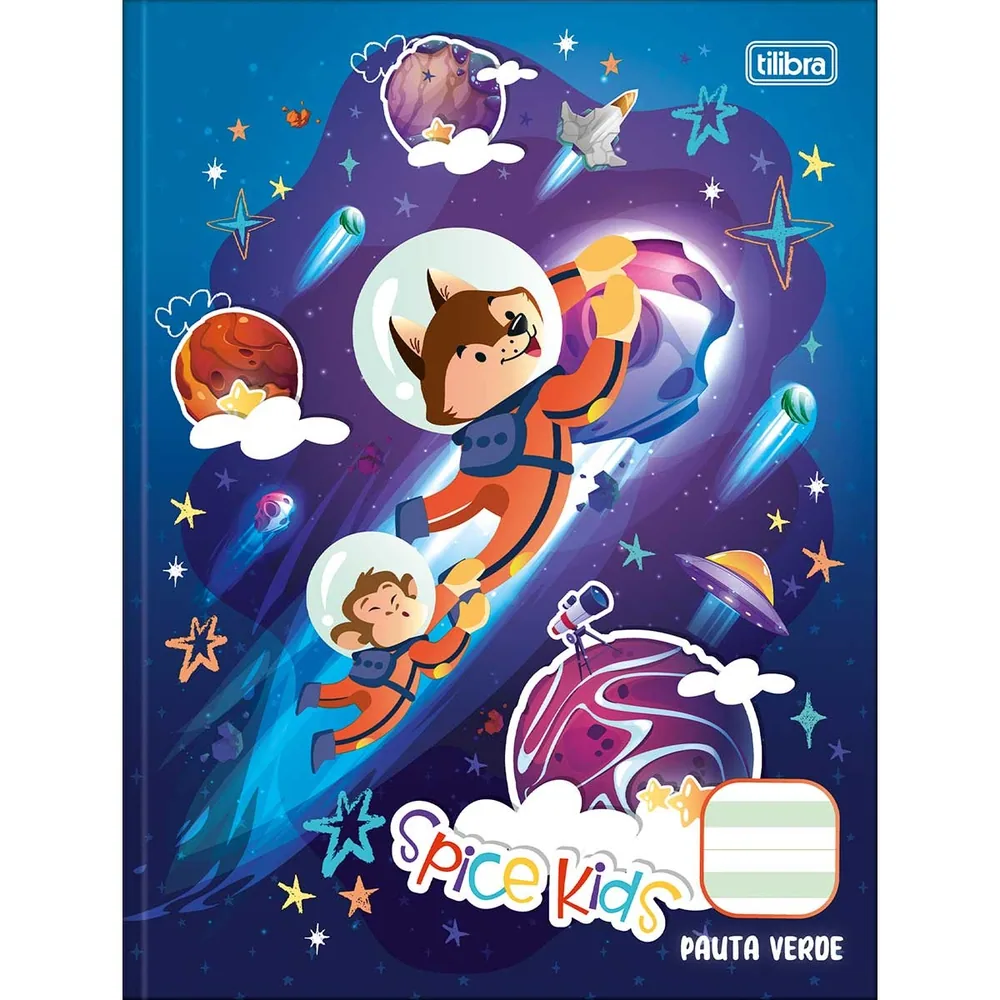 Caderno Pedagógico Capa Dura Pauta Verde Spice Kids 40 fls