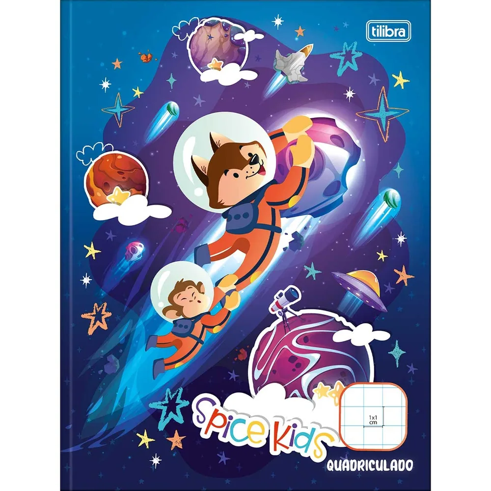 Caderno Pedagógico Capa Dura Quadriculado 1x1cm Spice Kids 40 fls