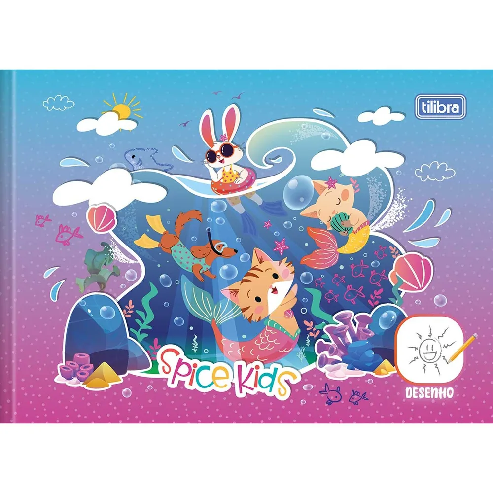 Caderno Brochura Capa Dura 1/4 Horizontal Desenho Spice Kids 40 fls