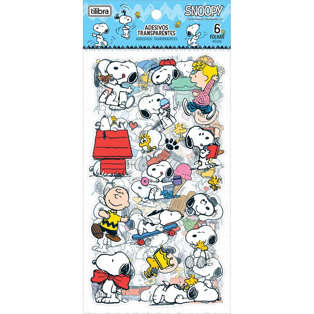 Adesivo Decorado Transparente Snoopy 6 Folhas