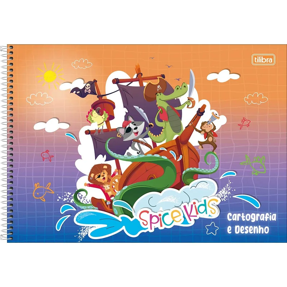 Caderno Cartografia e Desenho Capa Dura Spice Kids Masculino 48 fls