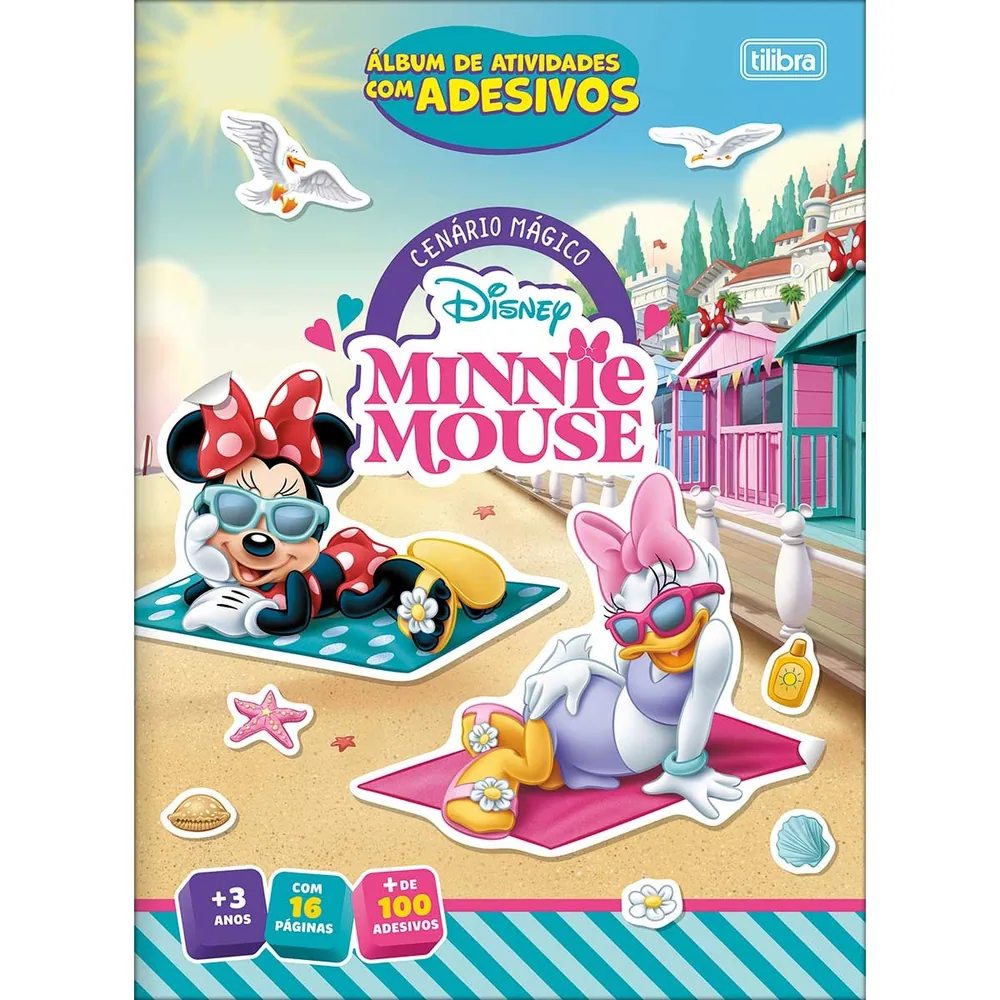 Álbum de Atividades com Adesivos Cenário Mágico Minnie 8 Folhas