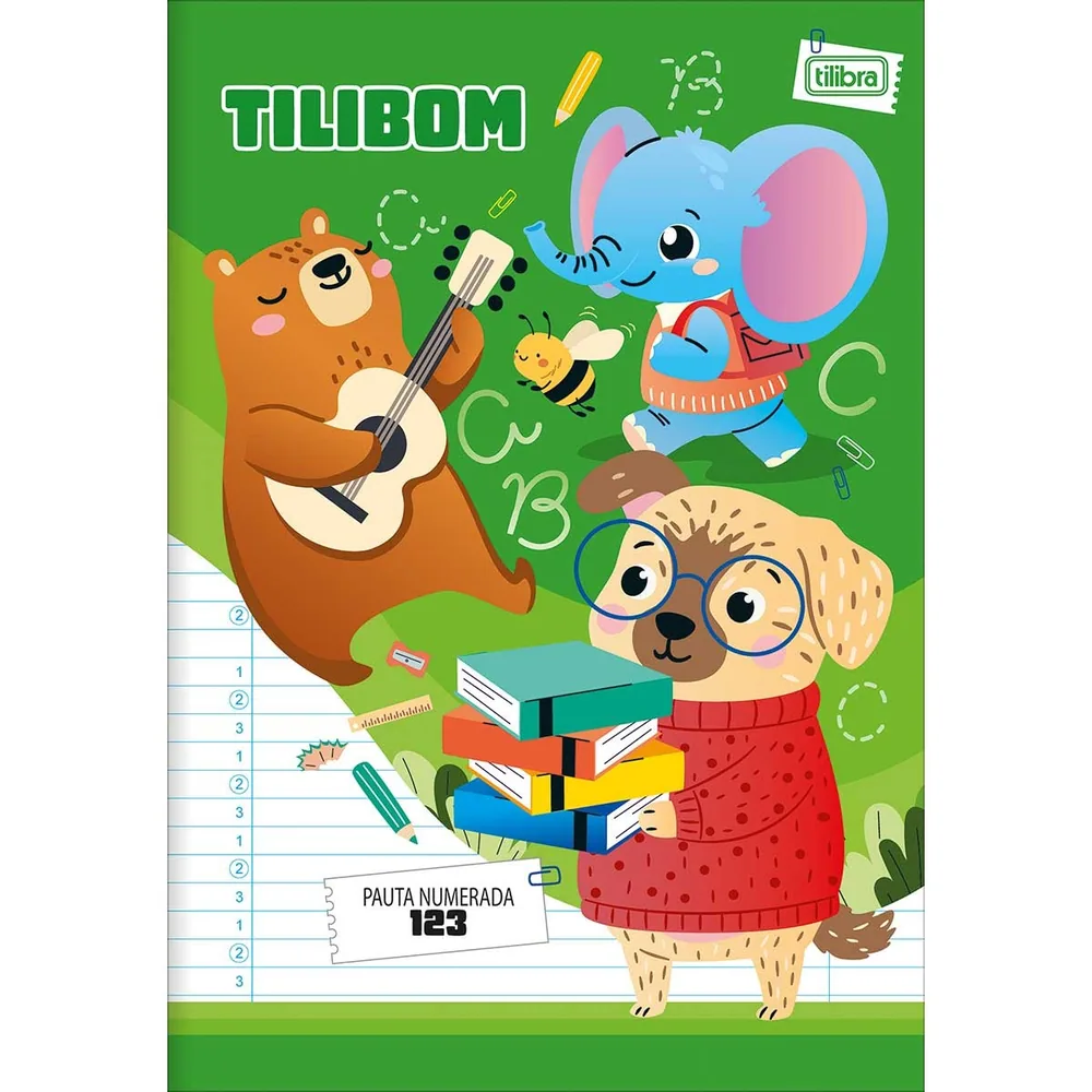 Caderno Brochura Capa Flexível A4+ 123 Verde Tilibom 60 fls