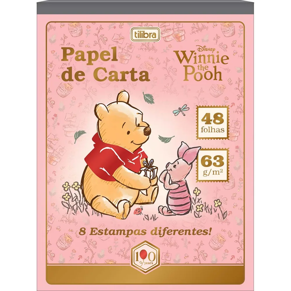 Caderno Colado Papel de Carta Pooh 48 fls