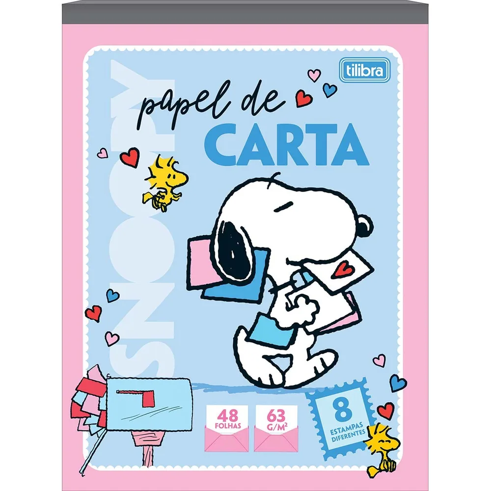Caderno Colado Papel de Carta Snoopy 48 fls