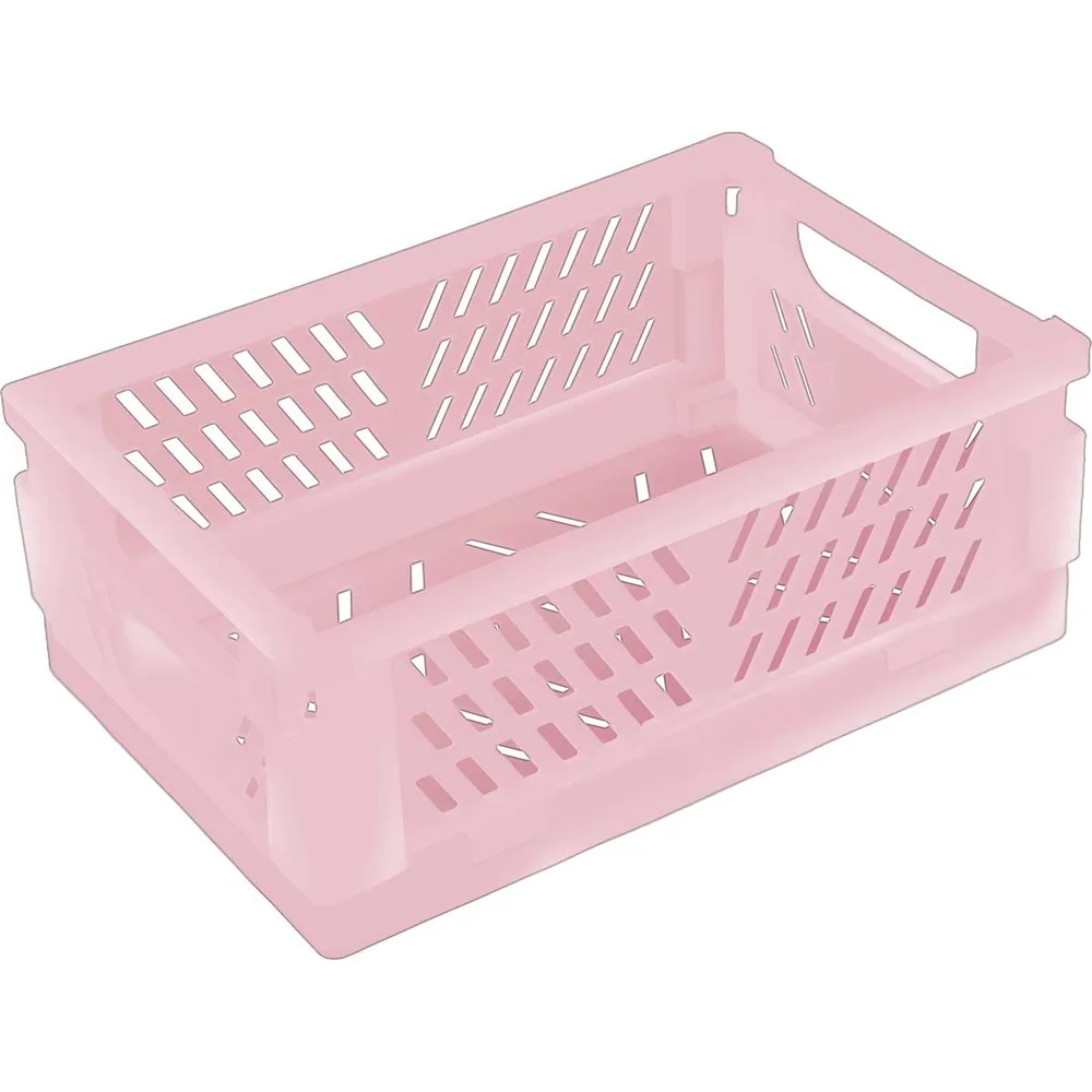 Cesto Organizador Dobrável Rosa Claro P 15x10x6cm
