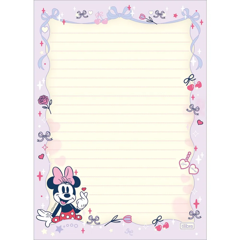 Kit Papel de Carta com Envelope Minnie 7 fls