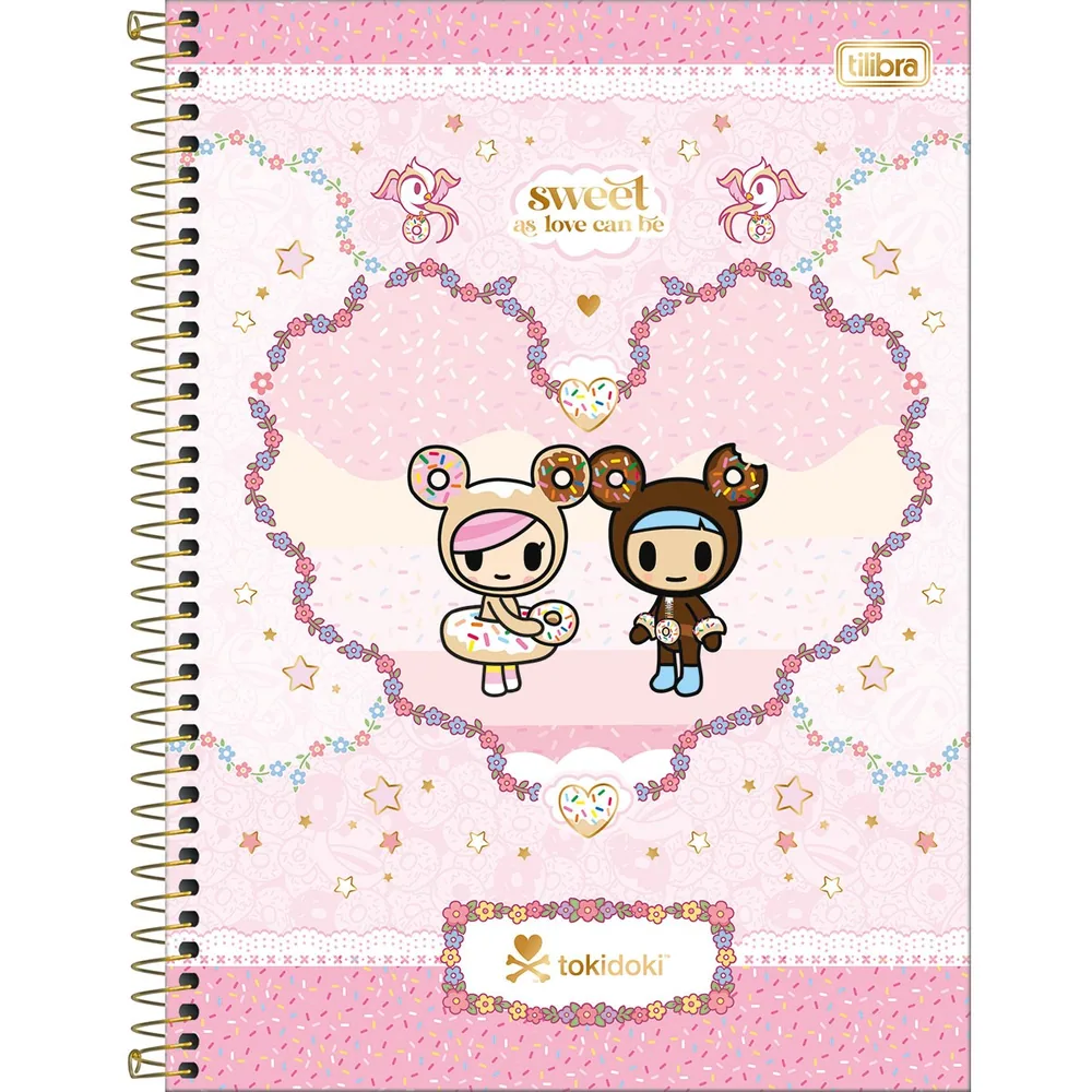 Caderno Universitário Capa Dura 10 Matérias Tokidoki Donutella 160 fls