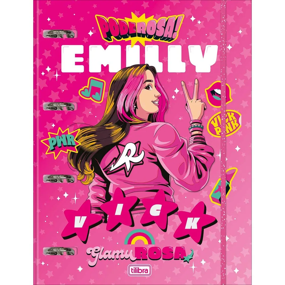 Caderno Argolado Cartonado com Elástico Emilly Vick | Katlen 48 fls