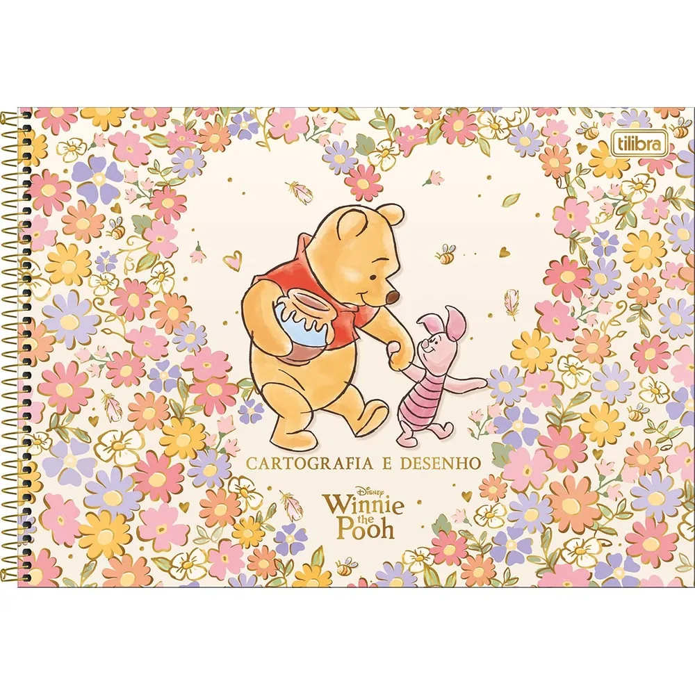 Caderno Cartografia e Desenho Capa Dura Pooh 80 fls