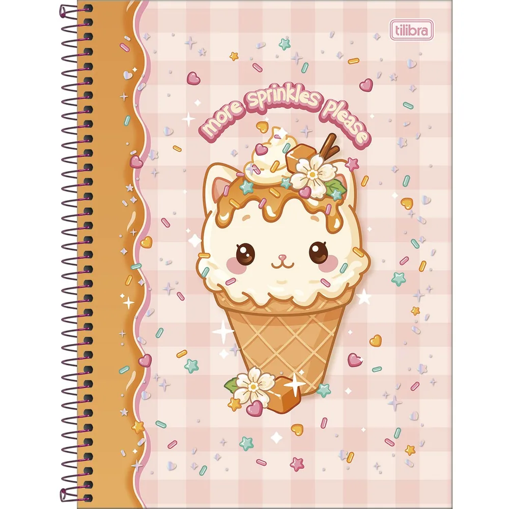 Caderno Universitário Capa Dura 1 Matéria Ice Cute 80 fls