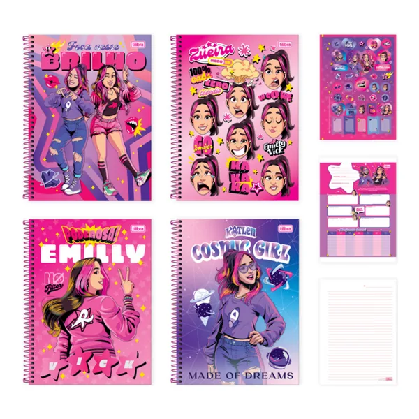Caderno Brochura Capa Dura 1/4 Emilly Vick | Katlen 80 fls