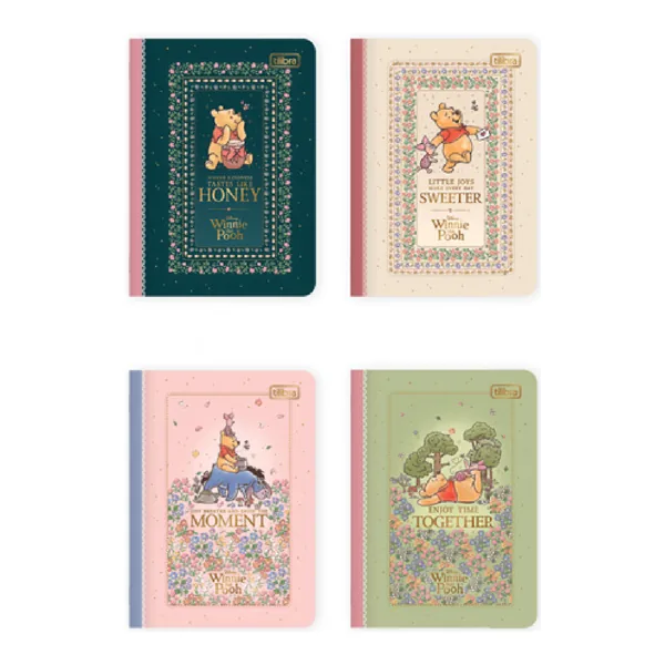 Kit Caderneta Mini Capa Flexível Pooh 32 fls