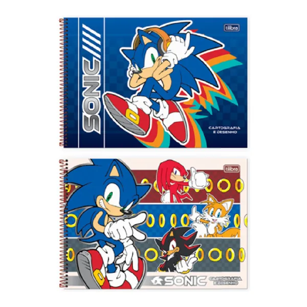 Caderno Cartografia e Desenho Capa Dura Sonic 80 fls