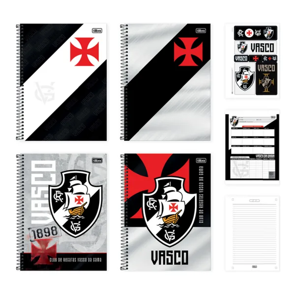 Caderno Universitário Capa Dura 10 Matérias Vasco 160 fls