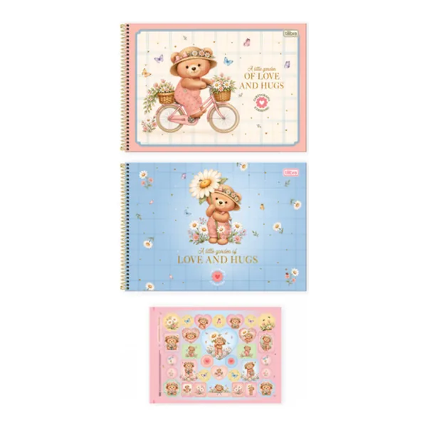 Caderno Cartografia e Desenho Capa Dura Love Bears 80 fls
