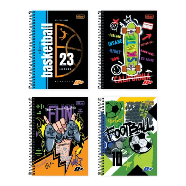 Caderno 1/4 Capa Dura D+ Masculino 200 fls