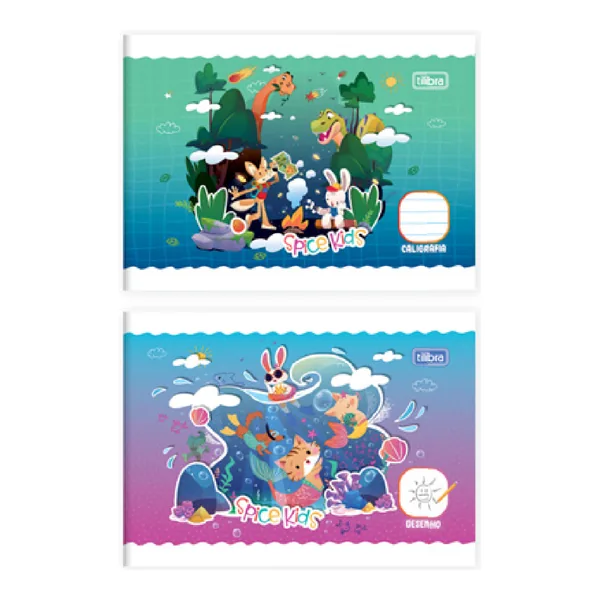Caderno Brochura Capa Flexível 1/4 Horizontal Caligrafia Spice Kids 40 fls