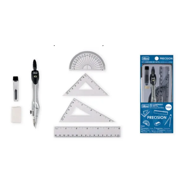 Kit Geométrico com Compasso Precision - 7 Peças